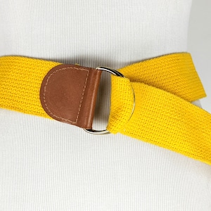 90s vintage breiter gelber Canvas Leder Gürtel
