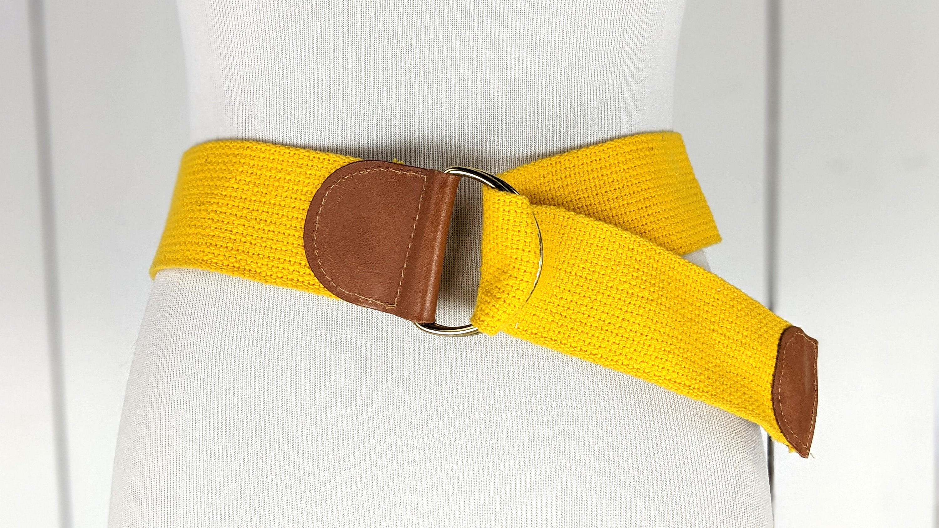 Vintage Wide Woven Leather/Jute Belt Brass Buckle Vintage Braided Belt - Etsy main image 2