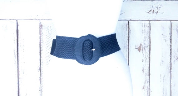 Black Wide Chord Belt/90s Vintage Wide Black Woven Chord  display picture 3