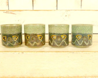 Vintage Somayaki Tea Cup Set/Japanese tea cups/flying horse tea cups