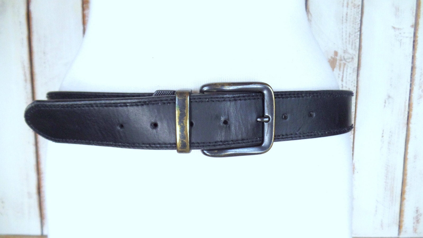 90s Levi Strauss Thick Black Leather Wide Belt/unisex - Etsy