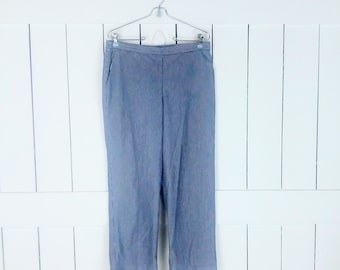 Dames blauw/ witte pin gestreepte broek / lichtgewicht gestreepte broek/ Alfred Dunner/12