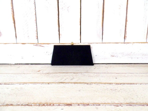 Vintage 50s black evening clutch  purse/small bla… - image 1