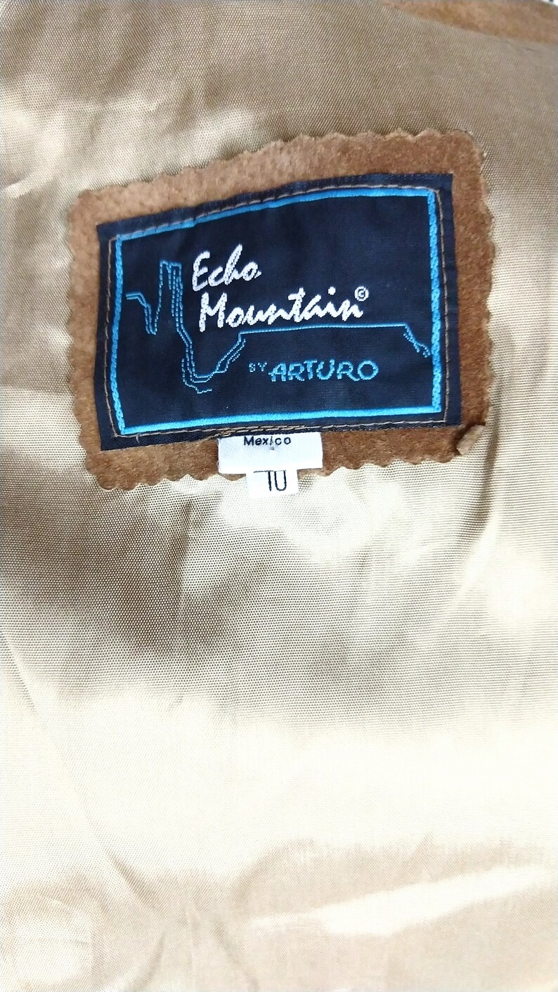 Vintage Echo Mountain by Arturo brown suede leather fringe boho jacketfestival fringe hippie shirt jacket10
