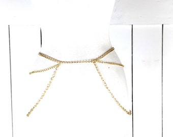 Gold metal triple layered chain link hip belt
