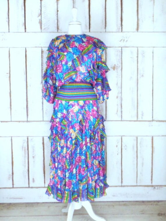 Vintage Diane Freis Original sheer striped floral