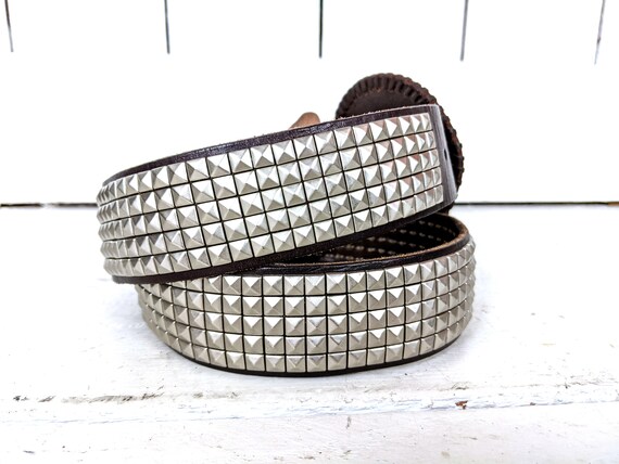 Vintage brown silver studded faux leather western… - image 3
