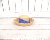 BOGO Sale Vintage light tan brown woven straw sun hat/gardening farming hat/beach hat