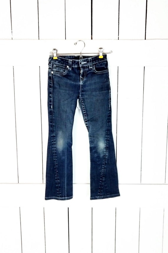Kidsgirlschildrens loose wide leg floral embroidered fadeddistressed blue denim jeansOsh Kosh BGosh7