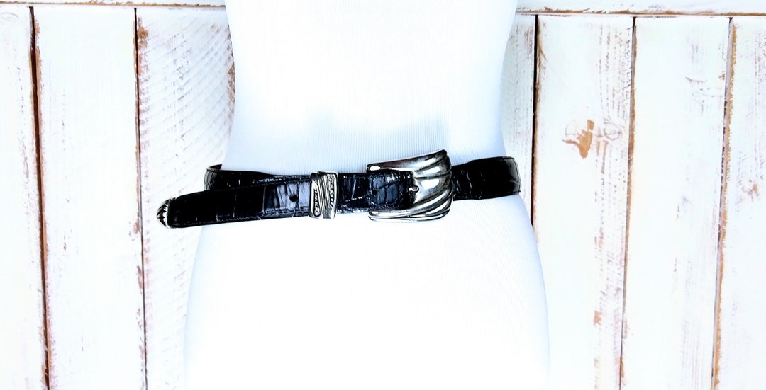 Vintage Black Croc/reptile Embossed Patent Leather Metal  display picture 1