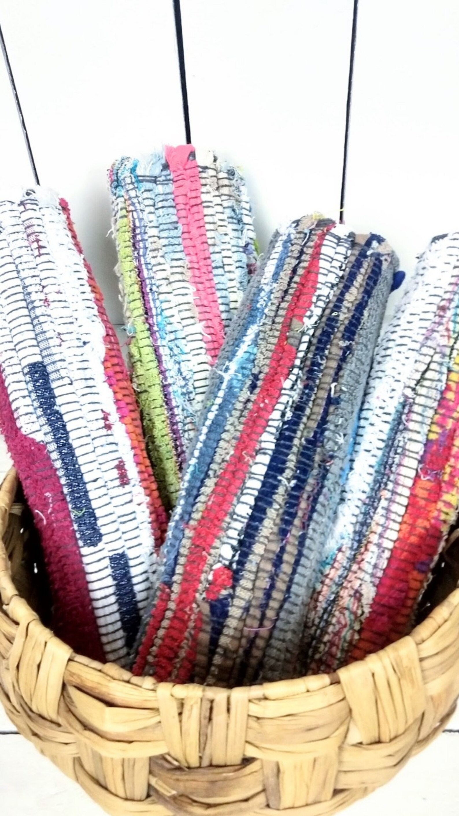 Striped Multicolored Chindi Rag Rug Placemats/chunky Etsy