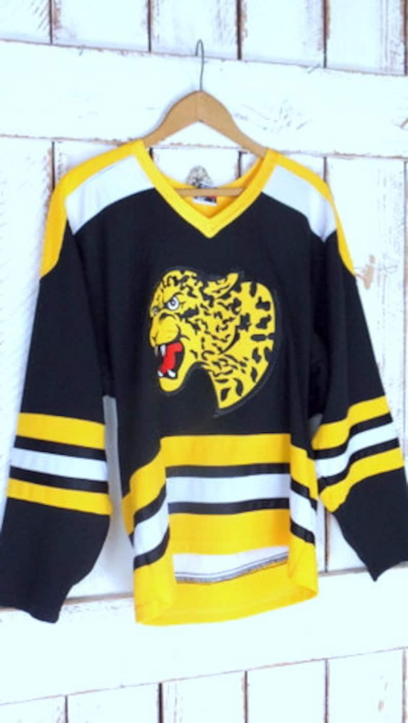 Vintage blackyellow jaguarleopard athletic sports jerseystriped team jerseySmith 33 jersey