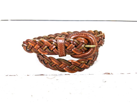 Vintage Brooks Brothers brown braided leather belt http:// main image 2