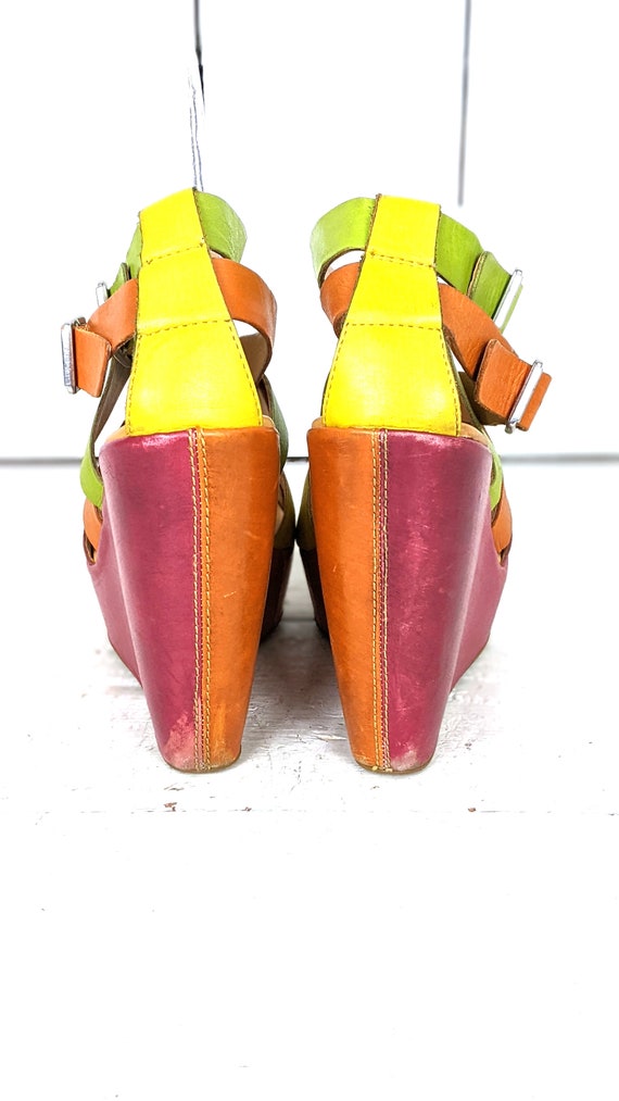 Kork Ease multicolor strappy leather high platfor… - image 7
