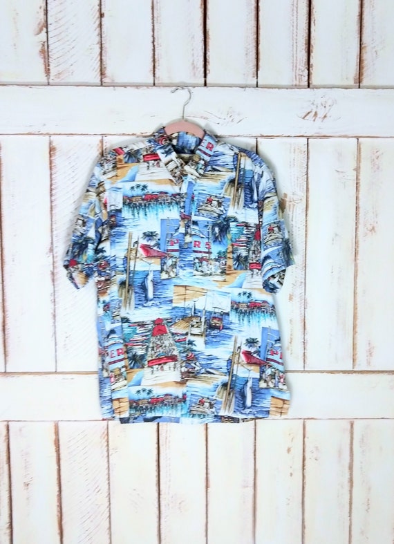 90's vintage mens cotton fishing/boating pullover 