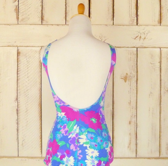 60s vintage Roxanne floral print one piece bathin… - image 3