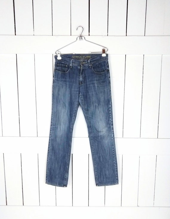 Vintage Structure slim straight blue denim jeans/d