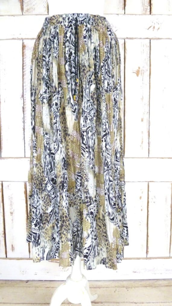 Vintage tribal safari print gauzy maxi skirt/crin… - image 2