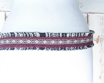 90s Aztec Tribal Print Woven Cloth Fringe Belt - Etsy display picture 1