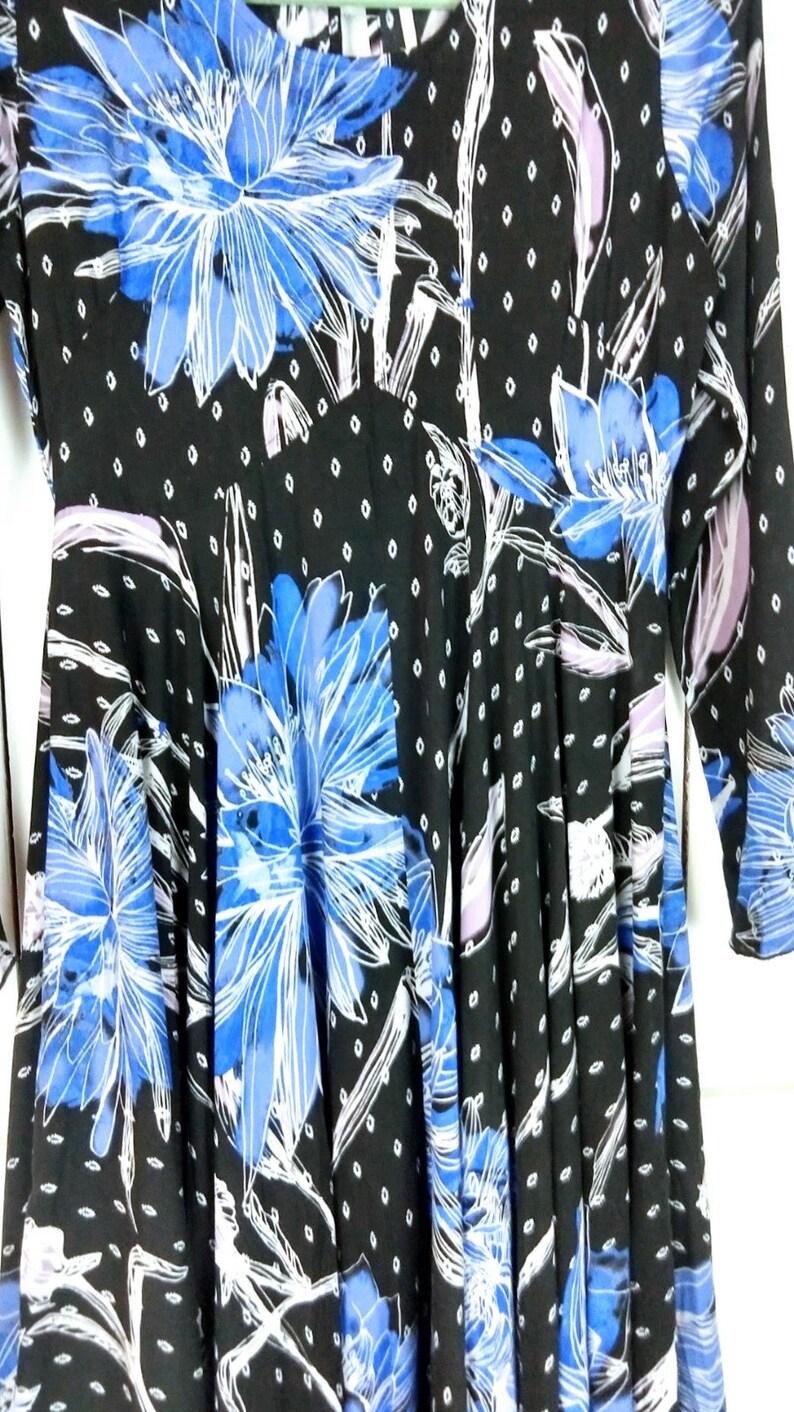Blue floral long sleeve maxi dress/Free People boho festival long flowy dress/small image 3