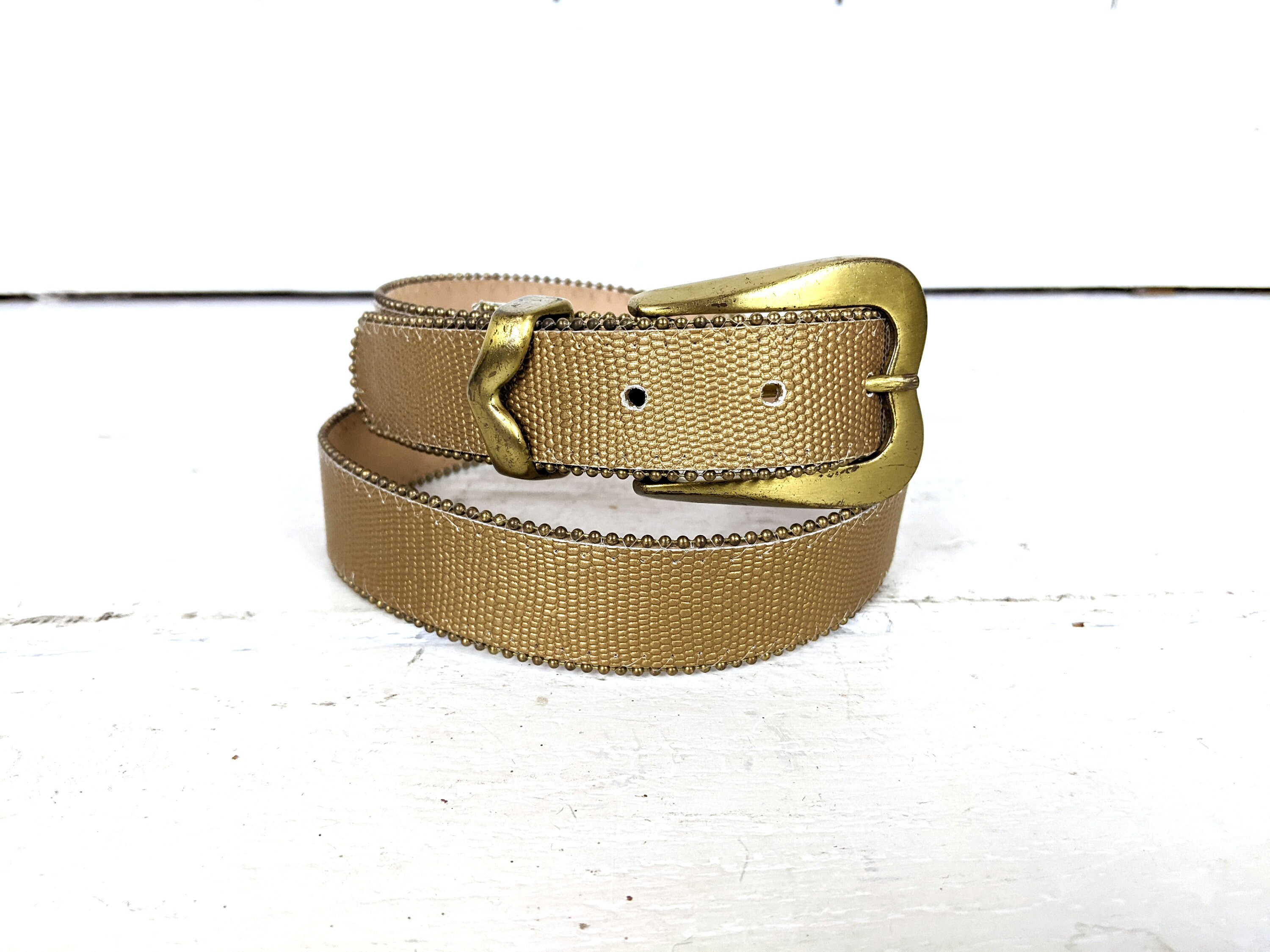 Vintage Gold Faux Leather Statement Belt Faux Leather Gold Belts for Women for sale | eBay main image 3