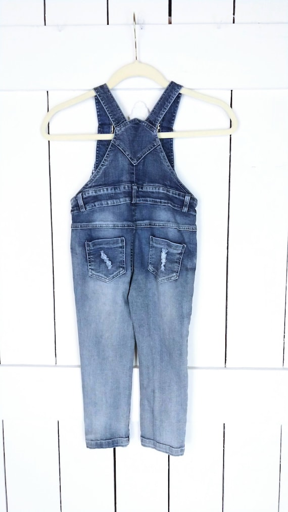 Vintage kids/childrens blue jean denim bib overal… - image 6