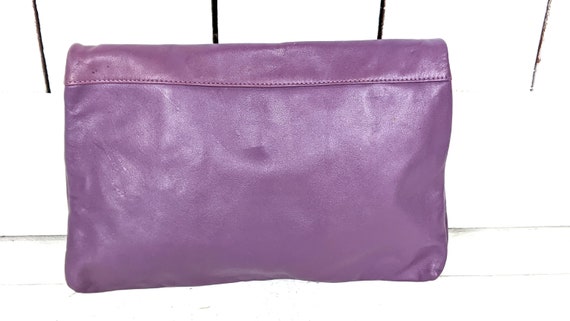 Vintage purple leather clutch hand bag purse - image 3