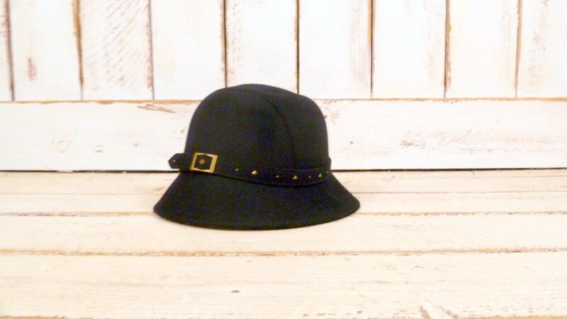 Betmar Black Wool Cloche Hat w/ Scarf Tie Vintage Derby Style S/M EUC 100% Wool Betmar Cloche Hats for Women for sale | eBay main image 4