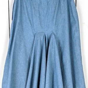 Vintage light blue cotton ruffle midi skirt