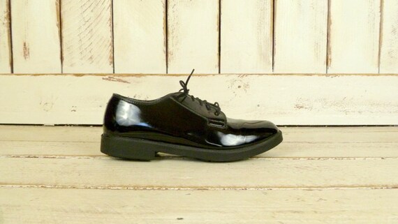 Mens vintage black patent leather tuxedo shoes/shi