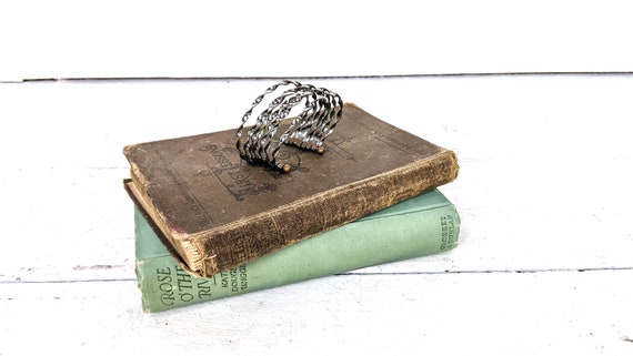 Vintage silver metal twisted layered bangle cuff … - image 2