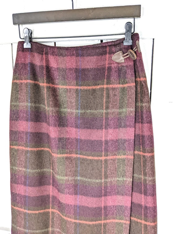 Vintage Talbots plaid wool long wrap skirt - image 3