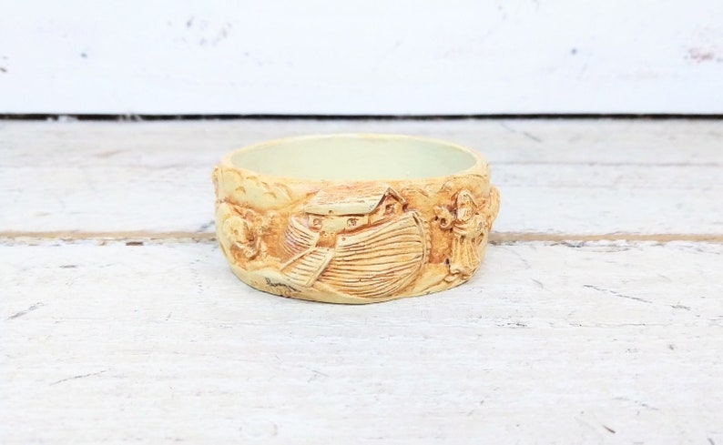Vintage Noah/'s Ark Jim Shore bangle braceletcarved biblicalbible animal braceletOld Testament Bible bracelet