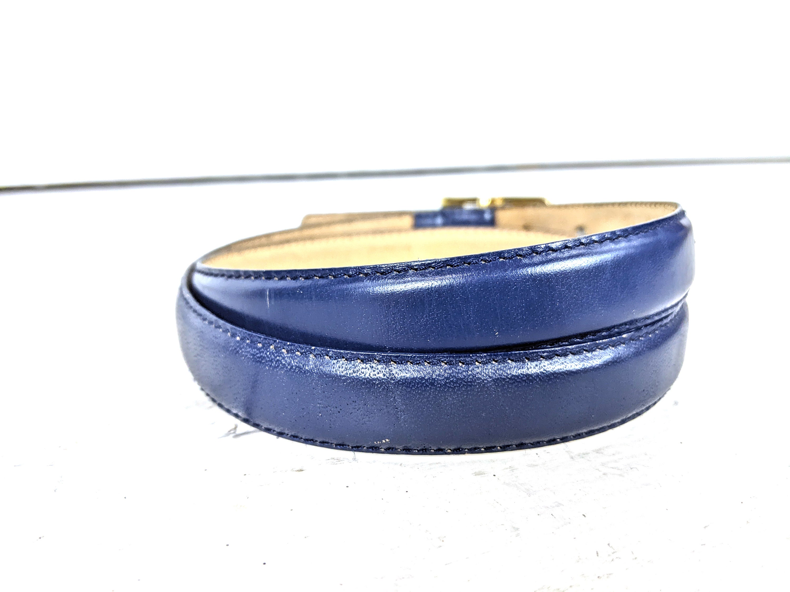 Vinrage Liz Claiborn Skinny Blue Leather Belt Womens Medium Vintage Liz Claiborne Blue Skinny Leather Belt/medium - Etsy main image 3