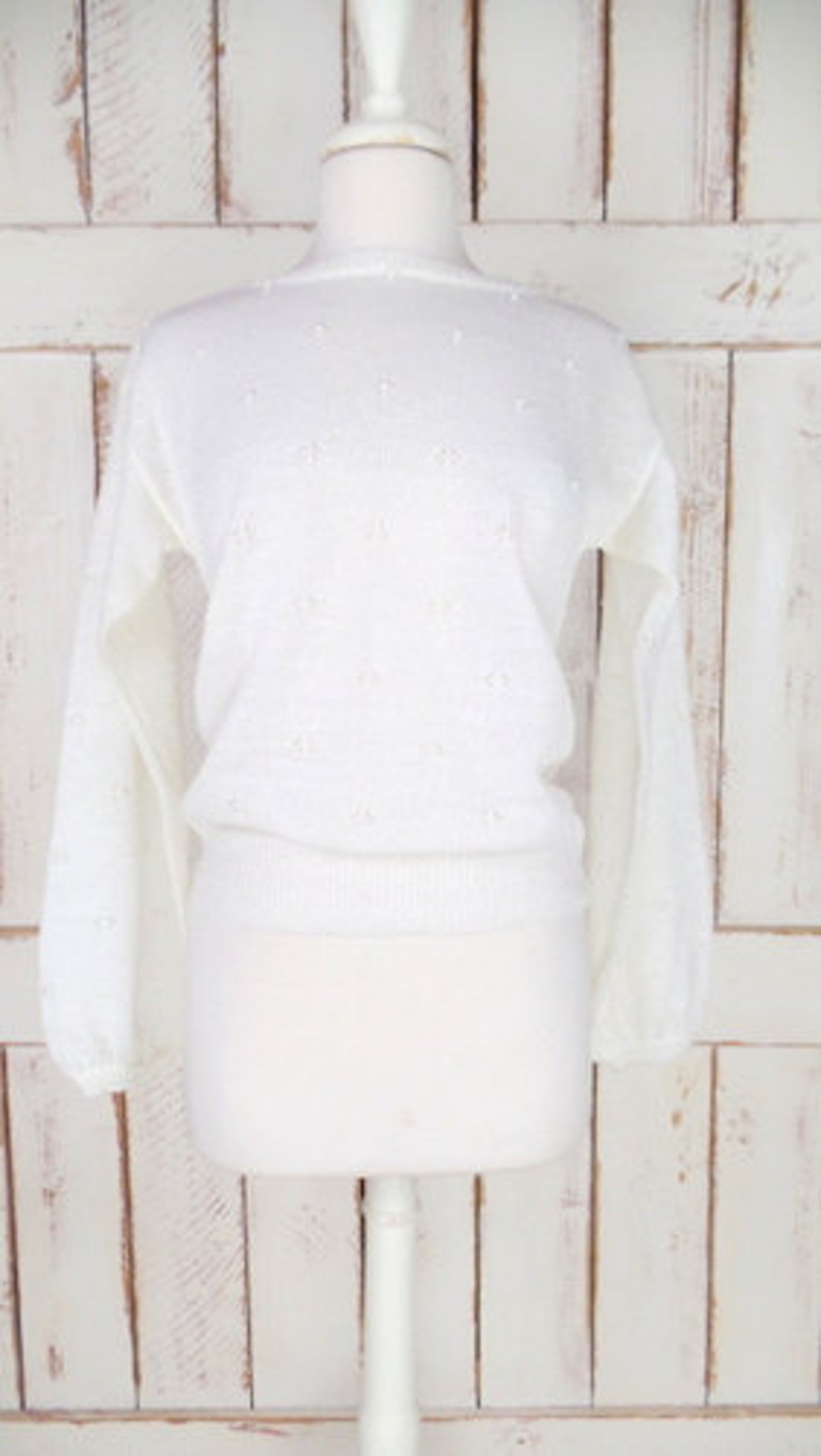 White crochet beaded pullover slouchy knit sweater/off white | Etsy