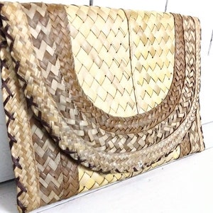 Vintage Stroh Umschlag Schulter Handtasche Clutch Tasche