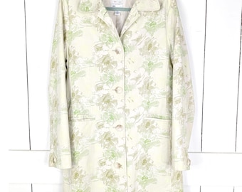 Vintage 90s green floral long cotton fitted jacket