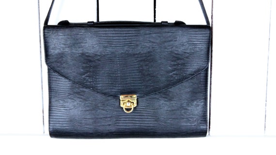 Vintage original liz claiborne black crocodile print purse | Grailed