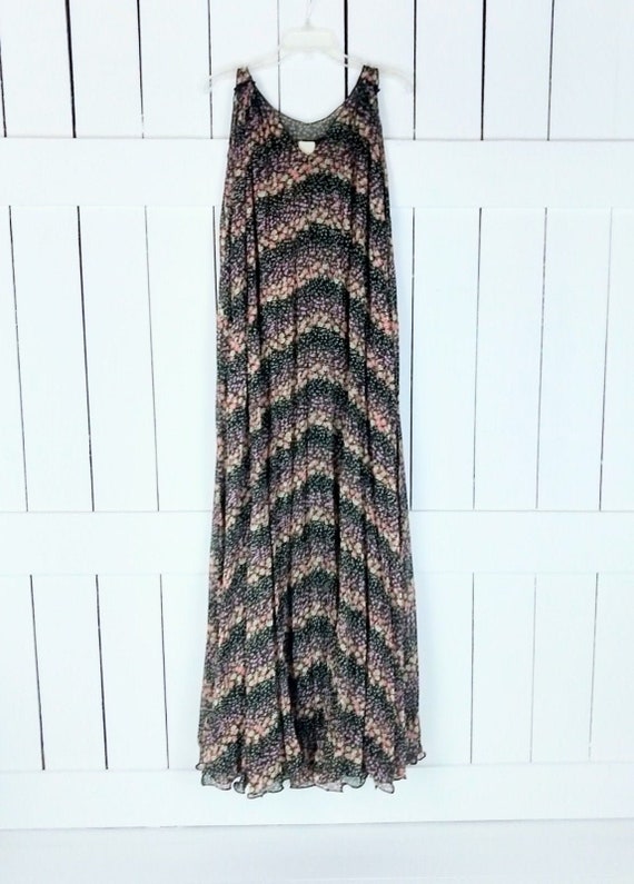 Vintage 90s black floral sheer sleeveless tent max