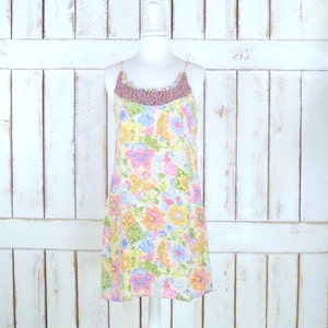 90s vintage floral paisley mini slip dress/short floral tank dress/long tunic floral boho top image 1