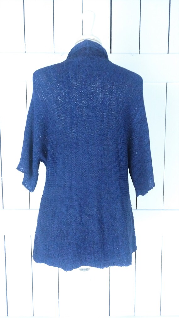 90s blue crochet knit slouchy cardigan sweater/kn… - image 4