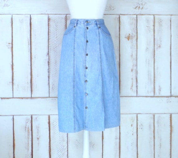 blue jean button down skirt