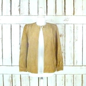 Tan/taupe/camel suede leather vintage jacket top/suede leather top/12