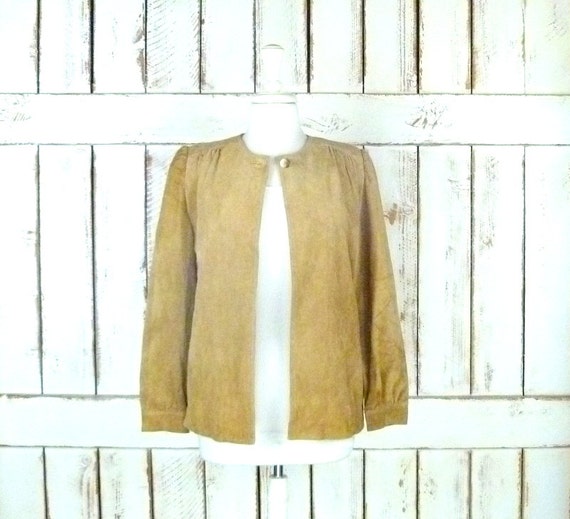 Tan/taupe/camel suede leather vintage jacket top/… - image 1