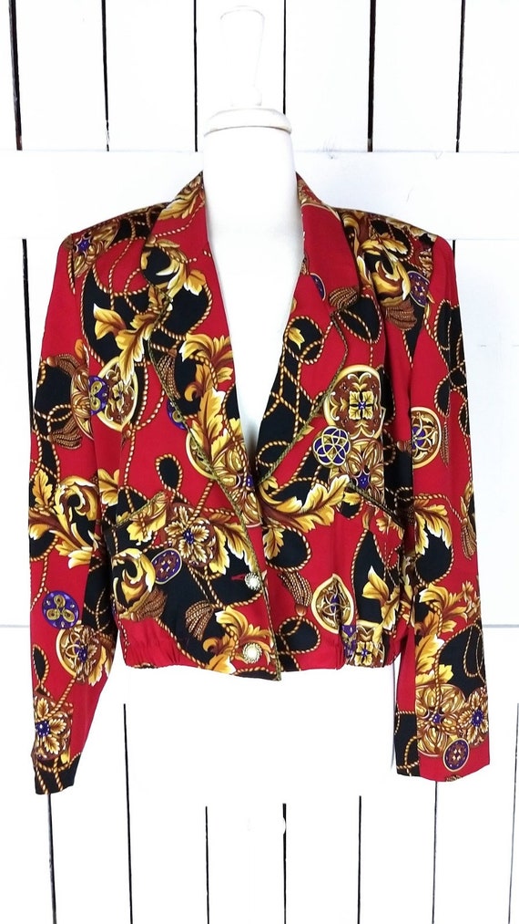 Vintage Baroque western print cropped blazer jack… - image 2