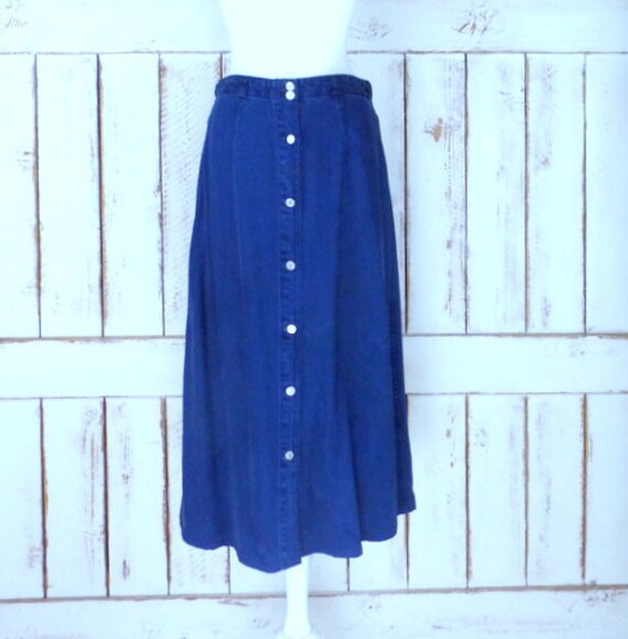 blue jean button down skirt