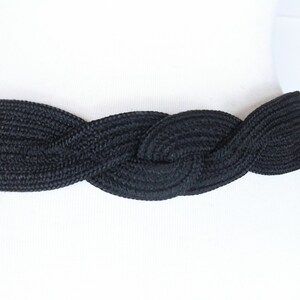 Vintage Black Knotted/braided Wide Chord Belt/woven Cloth  display picture 1