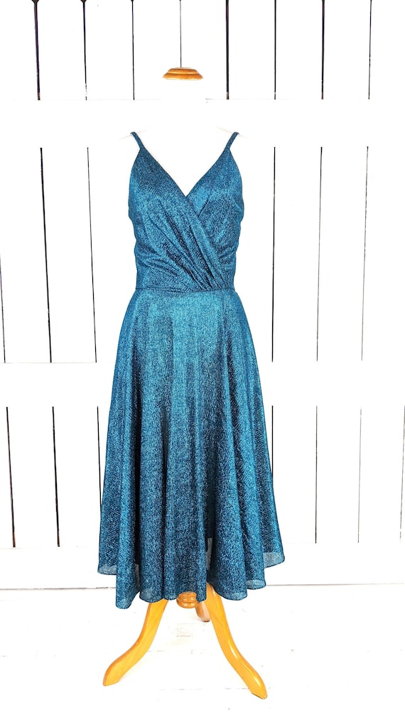 Vintage Lilli Diamond blue metallic glitter stret… - image 1