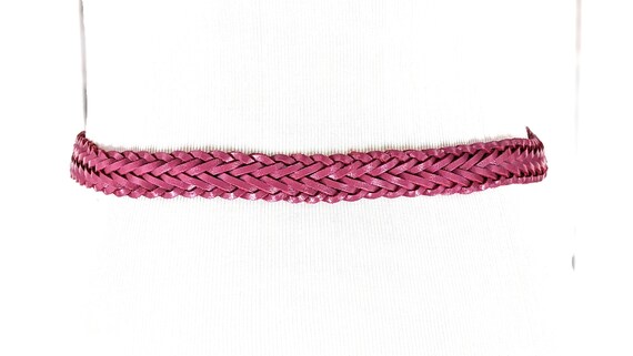 Vintage pink braided woven leather boho belt large - image 4