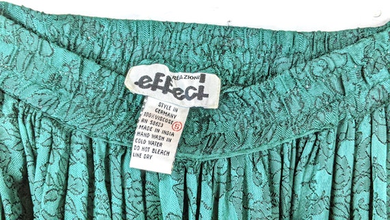 Vintage Effeci green floral stretch waist skater … - image 3